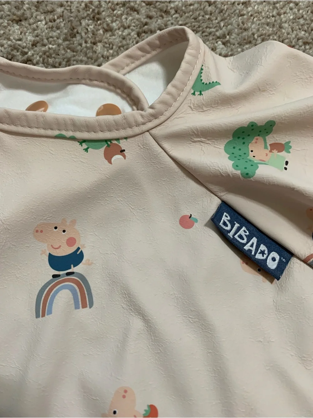 BiBADO Long Sleeve Coverall Weaning Bib George Peppa Pig 6-36 Months Waterproof